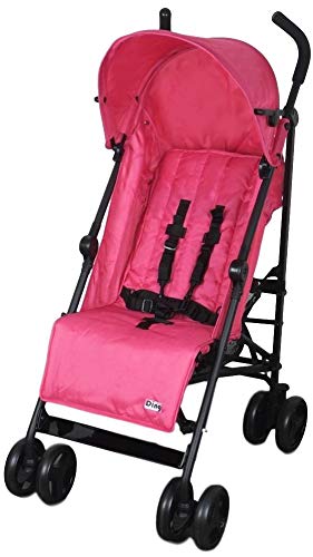 Preisvergleich Produktbild MamaLoes Ding GoGo Kinderwagen, Reisebuggy, Buggy mit Liegeposition, zusammen faltbar, mit Sonnenschutz und Einkaufskorb, ab 6 Monaten, fuchsia / pink