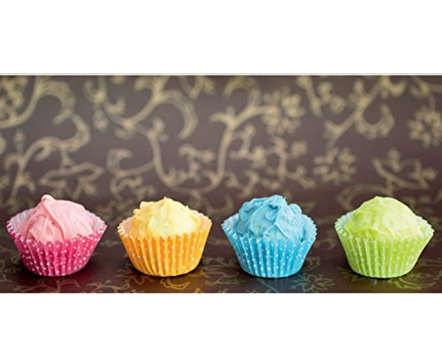 Pralinenkapseln Retro 100 Stück Ø2,6cm, pink grün gelb blau, Papierförmchen Pralinen - 4