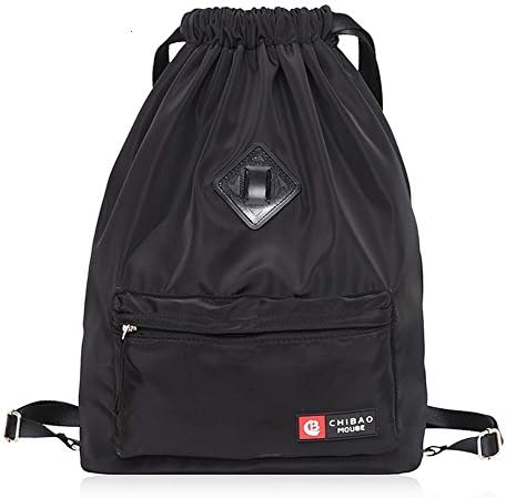Travel Sports Drawstring Waterproof Backpack Bags Shoulder Backpack-Black