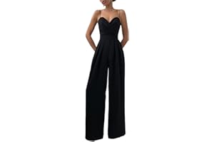 Minetom Jumpsuit da Donna Elegante Pizzo Tinta Unita Playsuit Tuta Cerimonia Cocktail Overall Monopezzi Tutine