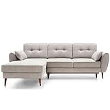 Dicke Polsterung Komfortschaum T30 - 3 Rückenkissen mit Knopfheftungen und 2 Zierkissen inklusive - Massivholz Füße