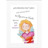 Original VIVLIANNA-ART Kunstdruck 'Schutzengel' im Passepartout, Glücksbringer nach Feng Shui, Wohndekoration & Geschenk, DATIERTE HANDSIGNIERTE AUSGABE!