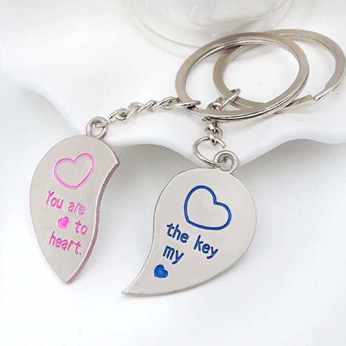 HARDWARE FOR YOU LTD 1 SET OF KEYS TO MY HEART KEYRING KEYCHAIN SILVER FINISH