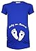 Happy Mama. Woman's Maternity Slogan Little Feet Funny Print Top T-shirt. 199p (Royal Blue, UK 14/16)