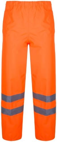 HIGH VIS HI VIS VISIBILTY WORK SAFETY WATERPROOF OVER TROUSERS PANTS (MEDIUM, ORANGE)