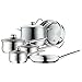 Produktbild WMF Topf-Set 6-teilig Stielkasserolle Deckel Stielkasserolle Deckel Stielkasserolle Deckel Gemüsetopf Dämpfer Pfanne Diadem Plus Schüttrand Glasdeckel Cromargan Edelstahl rostfrei poliert induktionsgeeignet spülmaschinengeeignet