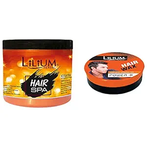 Lilium Hebal Keratin Hair SPA-500ml With Power+ Hair Styrling Wax-85gm Pack of 2-GC721