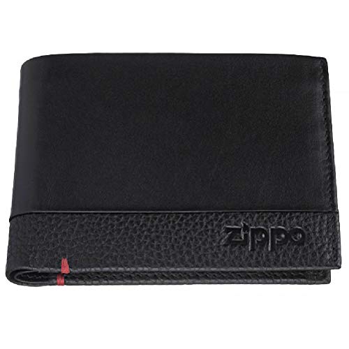 Preisvergleich Produktbild Zippo Herren Nappa Zweifachgefaltete Geldbörse Schwarz, 2x9x12 cm