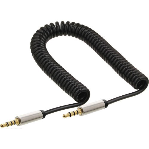 InLine 99274 Slim Audio Spiralkabel Klinke 3,5mm Stecker auf Stecker, 4-polig, Stereo, 0,5m schwarz