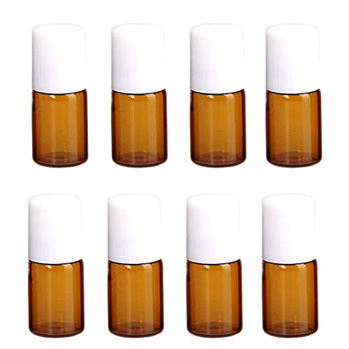 ConStore 25 Pack Glass Roller Bottles Travel Roll On Container for Essential Oil Aromatherapy Perfume Roller Ball Bottle Cosmetic Metal Ball Vials Sample Vials Jars Tube