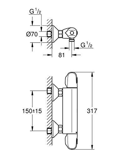 GROHE Grohtherm 1000 Neu Brausethermostat 34143003 - 2