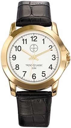 TRENDY CLASSIC1011-01 CG Men's Watch Analogue Quartz White Dial Black Leather Strap