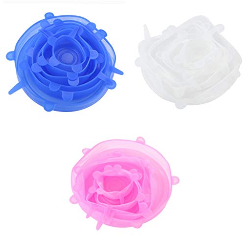 Hirosa Tapas de Silicona EláSticas 18 Paquetes de Varios TamañOs de Fundas para Tazones de Silicona, para Conservación de Alimentos, Lavavajillas, Boles o Tarros, Reutilizable