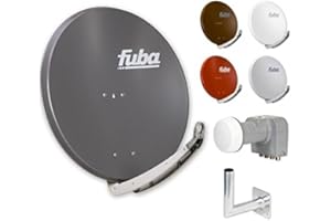 Fuba Digital HDTV Sat-Anlage 4 Teilnehmer | Fuba DAA 850 Premium Aluminium Sat-Antenne in Wunschfarbe + DEK 416 Quad LNB + Fuba DAZ Winkelwandhalter