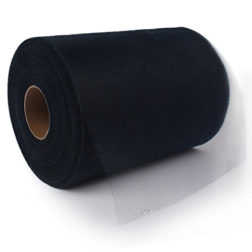 YCNK 6 Inch x 100 Yards (300FT) Tulle Roll Spool Tutu Skirt Fabric Wedding Party Gift Bow Craft (Black)