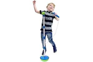 AJ Party Star Light Up Musical Microphone & Stand - Blue Boys Kids Sing along