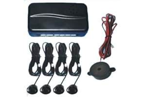 BV & JO Black Rear Car Parking Reversing with 4 Sensor Buzzer Mini box Kit