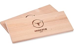 MOESTA-BBQ 10682 HolzPlanke XXL 2er Set aus Erlenholz - Wiederverwendbare Räucherbretter ohne Rinde in Übergröße