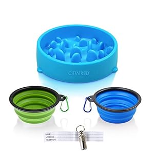 CITTATREND-Comedero Antivoracidad Anti-Tragando Evitar el Atraganamiento para Mascota Peque Perro Gato Frisbee Alimentador Portátil Lote de 6