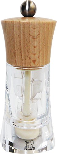 PEUGEOT - Oléron 14 cm Salt Mill - Classic Grind System - Made with PEFC Certified Wood and Acrylic - Made in France - Natural and Transparent Colour