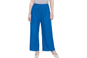 BODYWEAR LTD - Women Plain Flared Palazzo – Trousers - Baggy Wide Leg Flared Pants – Elasticated Waist – Comfortable Fit – Casual Wear - Perfect for Indoor, Outdoor Activities
