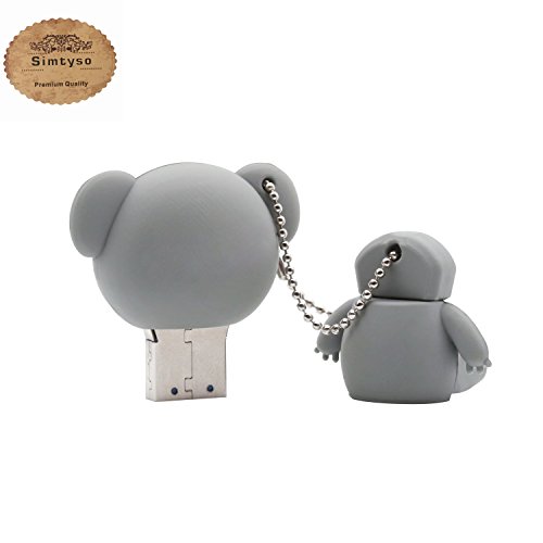 Simtyso 16GB USB Stick 2.0 Speicherstick Neuheit Nett Koala Tier Flash Laufwerk Drive mit Schlüsselanhänger Grau(32g,Der koala) - 3
