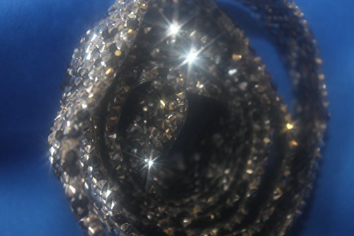 Band Strass Schwarz und Silver Kleber Radierer zum Aufbügeln 45 cm 1,5 cm Bling Custom - 4