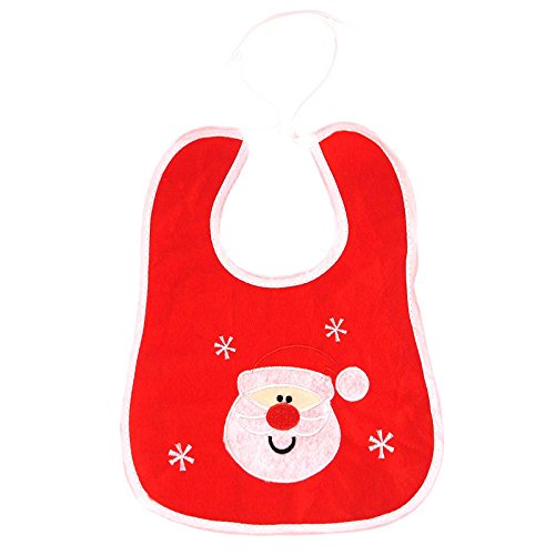 Christmas Baby Newborn Toddler Bib Xmas Nursery Feeding Dribble Santa Claus Embroidered Gift