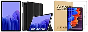 Samsung Galaxy Tab A7 26.31 cm (10.4 inch), Slim Metal Body, Quad Speakers with Dolby Atmos, RAM 3 GB, ROM 32 GB Expandable, Wi-Fi-only, Grey + Cover + 2 Pack Tempered