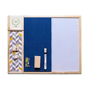 IVEI Combination Board - Pin Board and White Board Combo with Magnet Board & Mini Calendar - Innovative Organizer for Kids and Adults with Magnets ? Best Gift for Home, Office, School ? Dark Blue