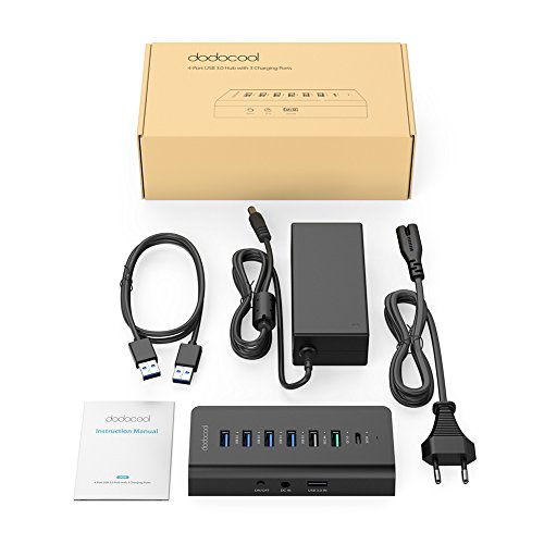 dodocool 4 Ports USB 3.0 Datenhub 3 Ladeports Datenübertragung QC 3.0 / USB A / USB C Ladefähige Geräte 60W 15V / 4A Netzteiladapter - 9
