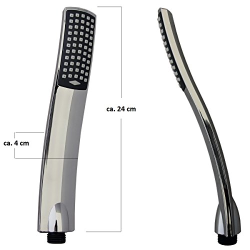 Duschkopf mit Schlauch und Brause-Halter von SANIXA | Duschbrause Set ABS verchromt mit Duschschlauch 200cm Duschsysteme Hand-Brause mit Brauseschlauch und Brausehalter mit Wandnaschlussbogen Brausegarnitur Duschset | Badezimmerausstattung - 3