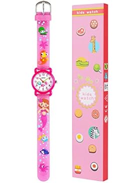 Analoge Mädchen-Kleinkind-Schultag-Armbanduhr, Neihou, rundes Vorwahlknopf-nettes kleines Gesicht mit Sekundenzeiger...