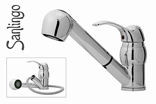 Retro Küche Spülbecken Armatur Gastrobrause Wasserhahn Ausziehbar Chrom Sanlingo