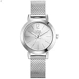 GRCSGL Uhr-Mädchen-Student-Einfache Tendenz-Wasserdichter Stern-Art- und Weisetrend-Rosen-Goldstahlband-Quarz, Silber 218