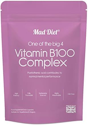 Mad Diet Vitamin B100 Complex High Strength Formula – Practitioner Quality – 60 Caplets
