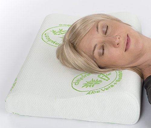 daydream: orthopädisches HWS Nackenstützkissen aus Memory Foam (Maße: 50x40x7/10 cm) + Bezug aus BAMBUS-Stoff mit ALOE VERA (P-01) - 2