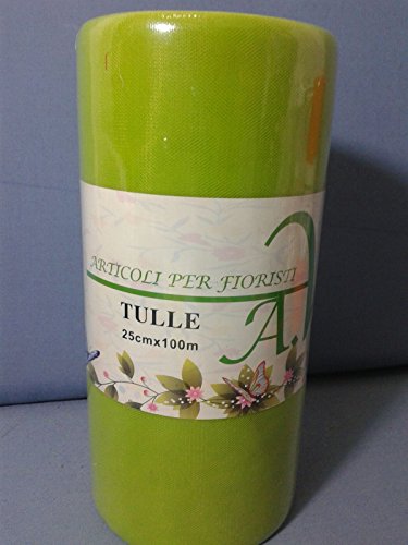 Ardito Michele - Bobina de tul - Color verde manzana - Medidas 25 cm x 100 m.Especialmente diseñadas para manualidades, 