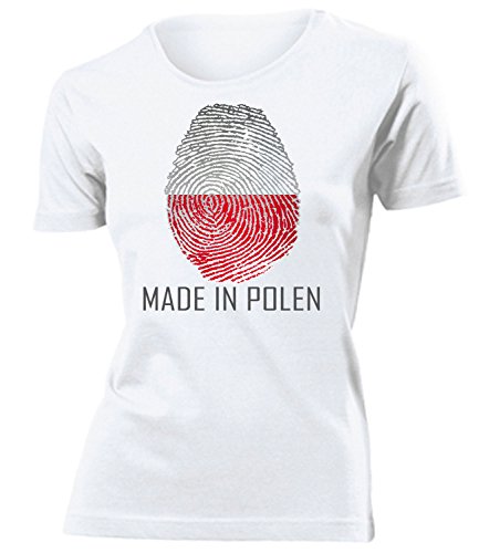 Polen Polska Poland Fan t Shirt Artikel 6076 Fuss Ball Welt Europa Meisterschaft EM 2020 WM 2022 Koszulka Trikot Look Flagge Fahne Frauen Damen M