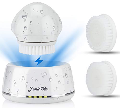 JAMIEWIN Facial Cleansing Brush - 2 Brush Head 5 Modes Wireless Charging Electric Spin Cleanser Face Brush for Scrubbing Exfoliating and Massaging Waterproof