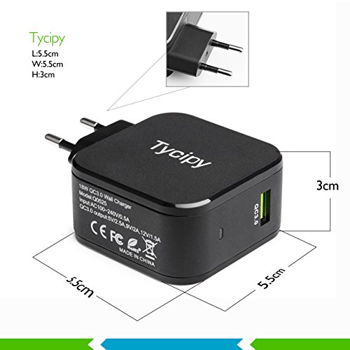 Tycipy USB Ladegerät für Handys, QC3.0 Ladegerät Wall Charger USB Handys Adapter Quick Charge Ladestation [18W 1 Port] - 4