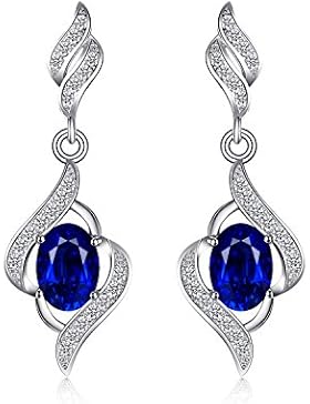 JewelryPalace 2.2ct Synthetisch Blau Saphir baumeln Ohrringe Ohränger 925 Sterling Silber