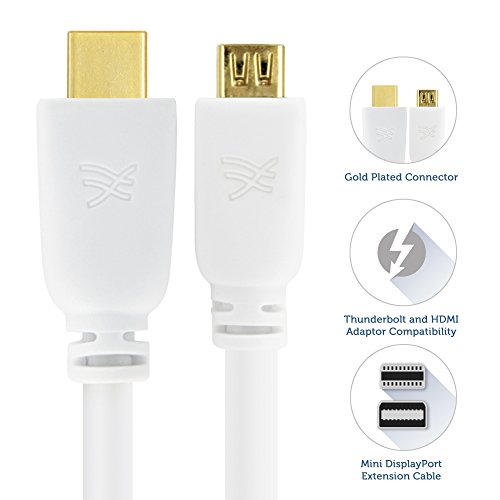 Cablesson 1 Meter / 1 m Mini Displayport Verlängerungskabel – Stecker auf Buchse Thunderbolt Anschluss (für Apple Mac, Apple LED Cinema Display, etc) 1080p - 3