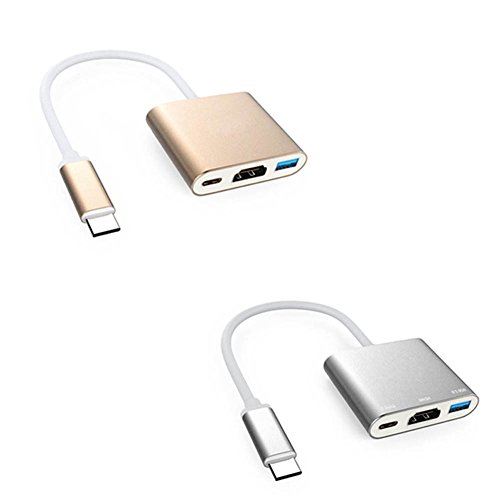 Hrph Typ C USB 3.1 auf HDMI / USB 3.0 / USB C Adapter Ladeanschluss Aluminium Material für Macbook Google Chromebook Laptop - 6