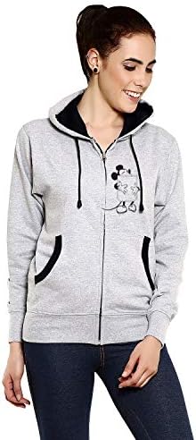 Goodtry G Women's Cotton Hooded Hoodie (GTWH-511P-GRY-MICKEY-L_Grey & Melange_Large)