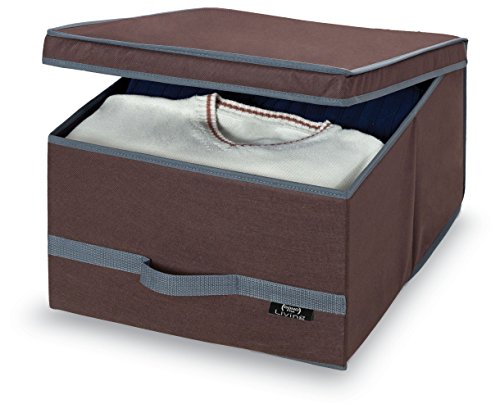 Domopak No Tejido Living la Ropa Caja de almacenaje, Plain marrón, tamaño Grande