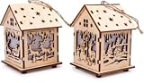  \'Juego de 2 farolillos navideños \"pequeñas casas Surtido, de madera