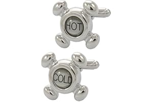 COLLAR AND CUFFS LONDON - Premium Cufflinks with Presentation Gift Box - Hot and Cold Taps - Plumber DIY Plumbing Construction Faucet Bathroom Water - Silver and Black Colours