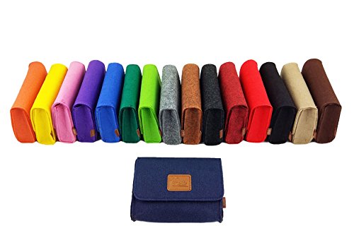 Täschchen Mini Hülle Tasche aus Filz für Zubehör und Accessoires (Netzteil, PC Maus, E-Zigarette, Kosmetik) Schwarz meliert - 9