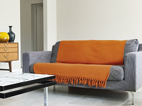 Just Contempo Überwurf/Tagesdecke, aus 100 % Baumwolle, mit Wabenstruktur, extragroß, 100 % Baumwolle, Terracotta ( orange ), Chair Throw 50″ x 60″ ( 127x152cm ) settee - 2